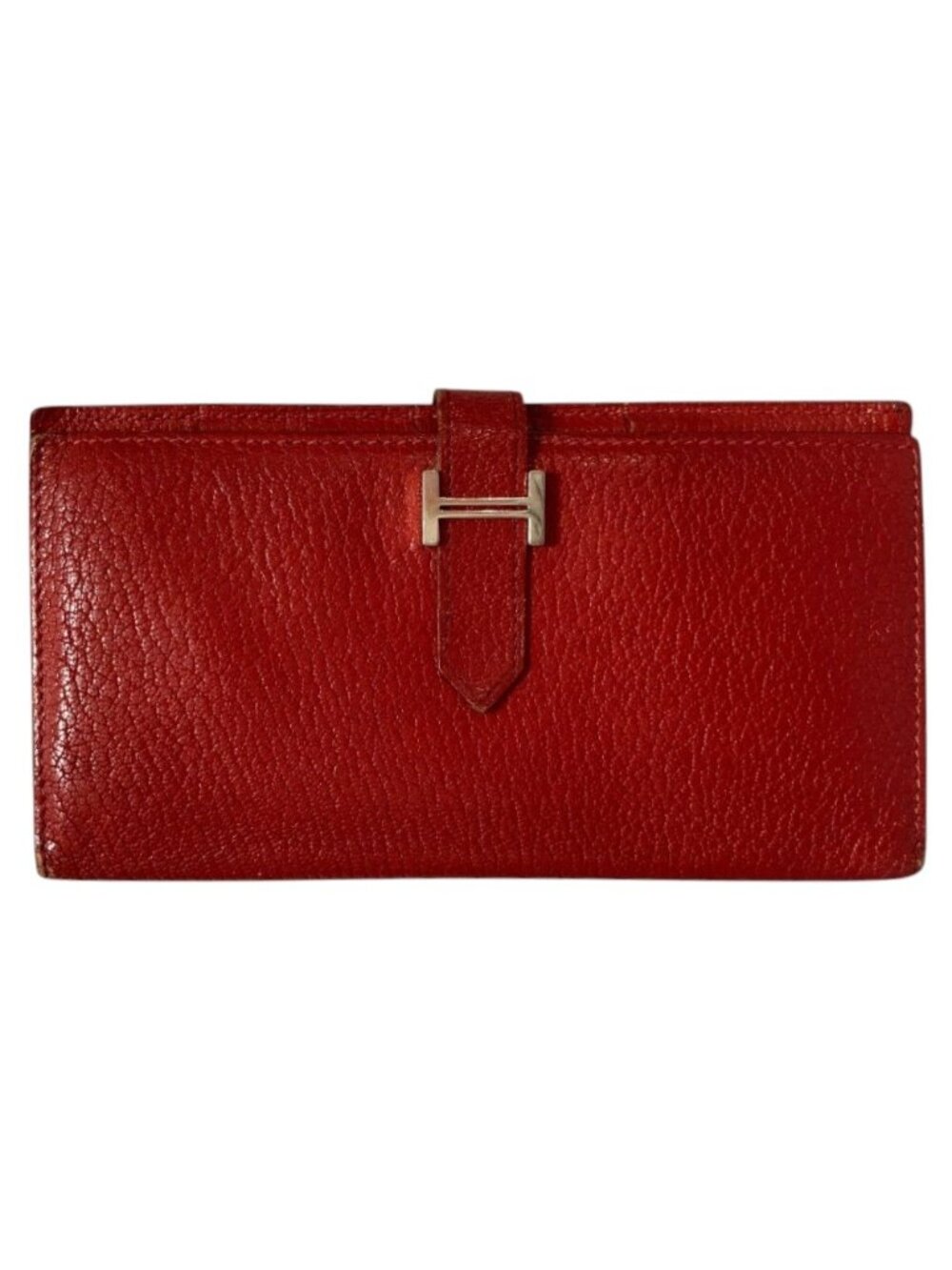 Hermes Bearn Soufflet Leather Wallet Bifold Red